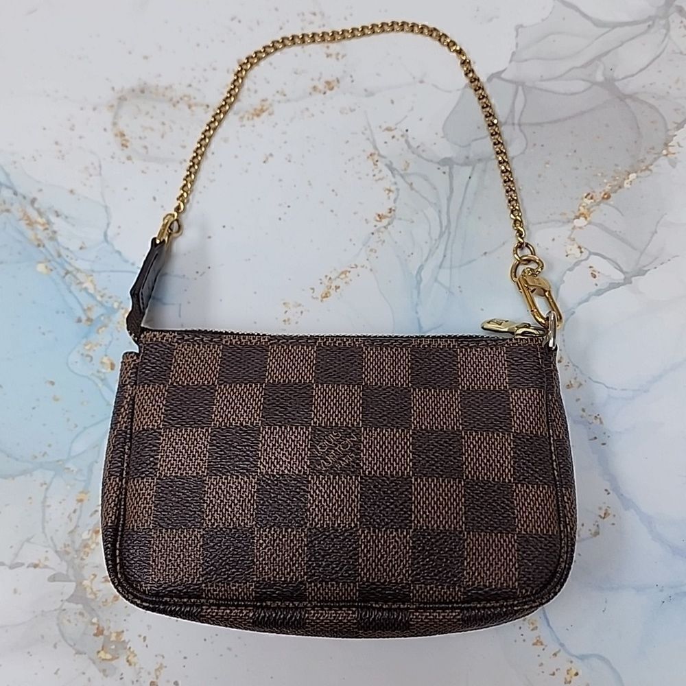 Authentic Louis Vuitton Damier Ebene Mini Pochette
